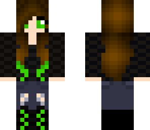 green tipped brown haired headset girl