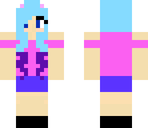 blue haired wolf girl