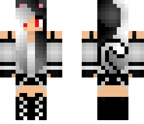 black and white cat girl