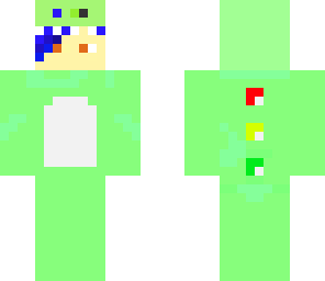 dinosaur boy with blue hair