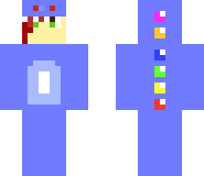 blue dinosaur with red hair