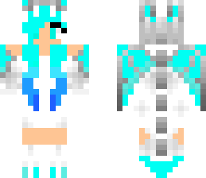 blue neon dragon girl