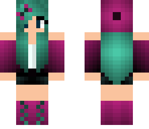 aqua hair pink hight top black belt shaded shorts