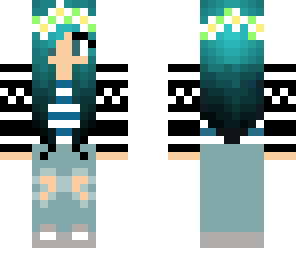 blue hair flower crown girl