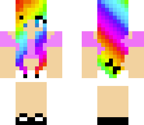 simple skin rainbow hair