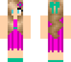 blonde girl wearing bight pink dress