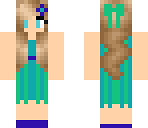 blonde girl wearing turquoise dress