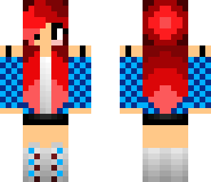 red hair blue shirt