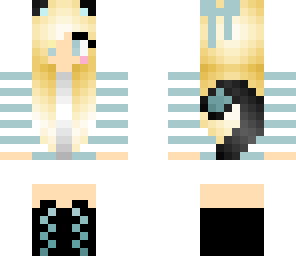 blue and white cat girl