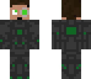 emerald cyborg with powersuit-helmet