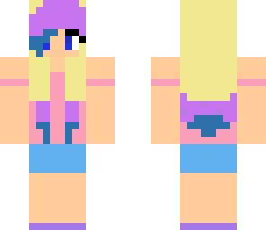 girl with blond pink purple and blue hair