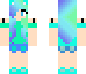 teal cat girl