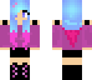 beautiful girl with blue and pink hair