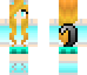 blue and teal cat girl