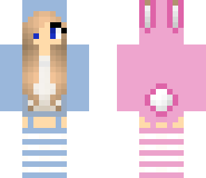 half blue half pink bunny girl