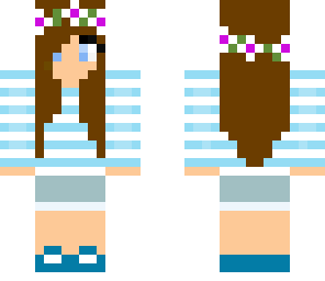 girl with blue and white strip shirt