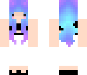 skin with purple blue hair
