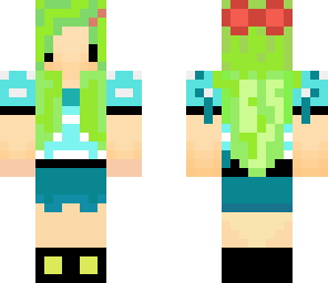 chibi green hair girl