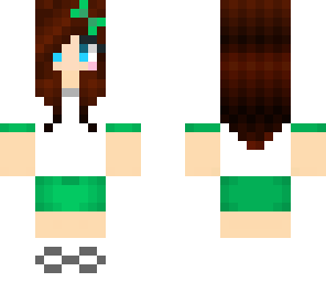 brown hair with green skirt