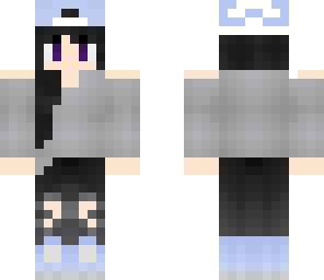 black hair with violet eyes with hat
