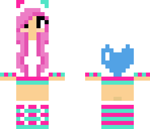pink and mint girl skin with heart