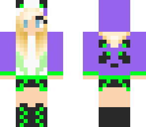 green and purple girl