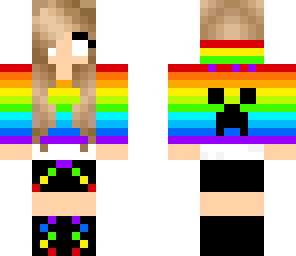 herobrine girl creeper rainbow