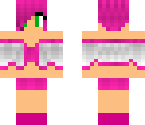 two ponytail pink hai red girl