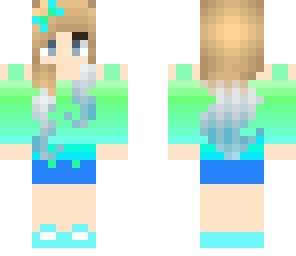 mint green and aqua ombre girl