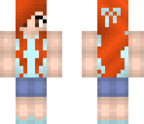 redhead in blue