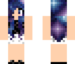 galaxy haired girl with high waisted white shorts