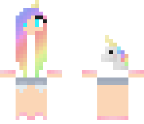 rainbow hair girl with unicorn on the back