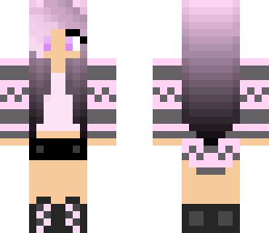cute girl pink ombre hair grey sweater