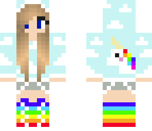 edited rainbow cloud unicorn girl