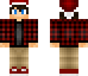 red shirt and xmas hat