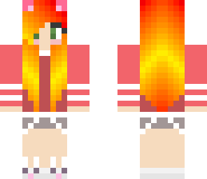 flame cat girl with bunny slippers