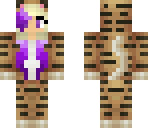 tiger onesie girl purple hair dyed