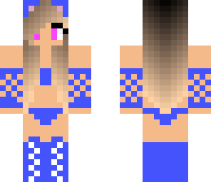 cat girl in bikini blue