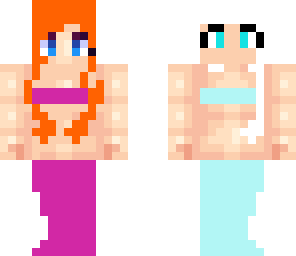 2 side skin of anna and elsa as a mermaid