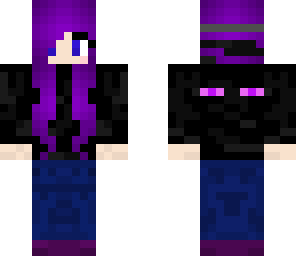 purple hair  girl w enderman hoodie