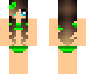 green cute bikini girl