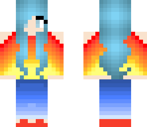 blue hair fire shirt girl