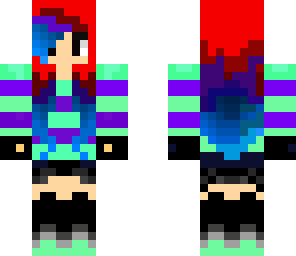 girl with red and blue hair