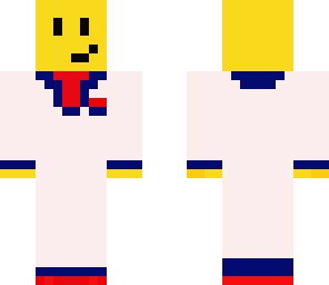 white suit wearing smiley face