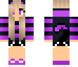 cool purple and gray cat girl
