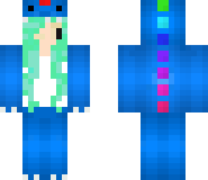 blue chibi dino girl