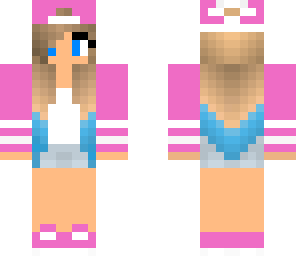 cute pink tomboy  with blue edges on hair