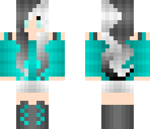 girl with black and white hair in blue