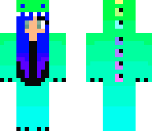green and teal  dinosaur girl