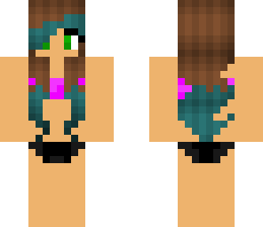 bikni girl with teal dip-die hair